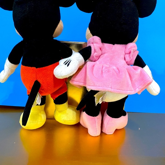 DISNEY BABIES MICKEY MOUSE & MINNIE MOUSE PLUSH RATTLE INSIDE CRINKLE BOW & EARS - Picture 12 of 14